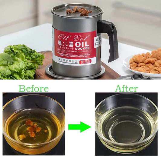 1.4L Kitchen Oil Filter Pot – Stainless Steel Oil Strainer & Storage Container