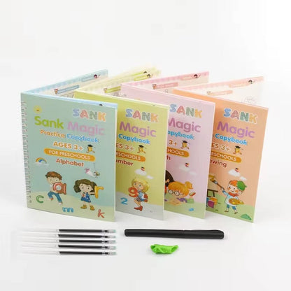 Sank Magic Practice Copybook Set – Pack of 4 with Magic Pen & 5 Refills