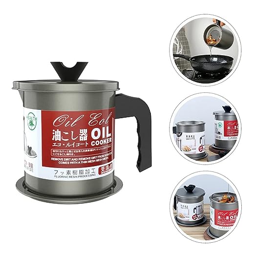 1.4L Kitchen Oil Filter Pot – Stainless Steel Oil Strainer & Storage Container