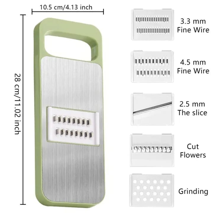 5-in-1 Vegetable Slicer & Grater – Multi-Function Kitchen Food Cutter with Stainless Steel Blades