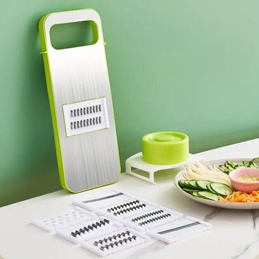 5-in-1 Vegetable Slicer & Grater – Multi-Function Kitchen Food Cutter with Stainless Steel Blades